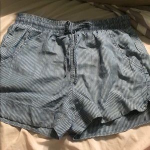 Blue and White striped shorts